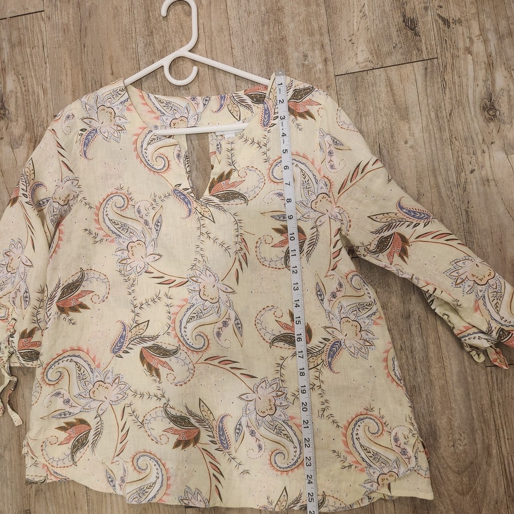 J. Jill 100% Linen Paisley Floral Blouse - Picture 9 of 10